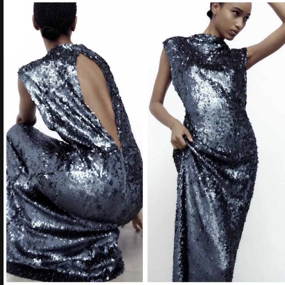 ZARA NWT LIMITED EDITION LONG SEQUIN DRESS MAXI GOWN
